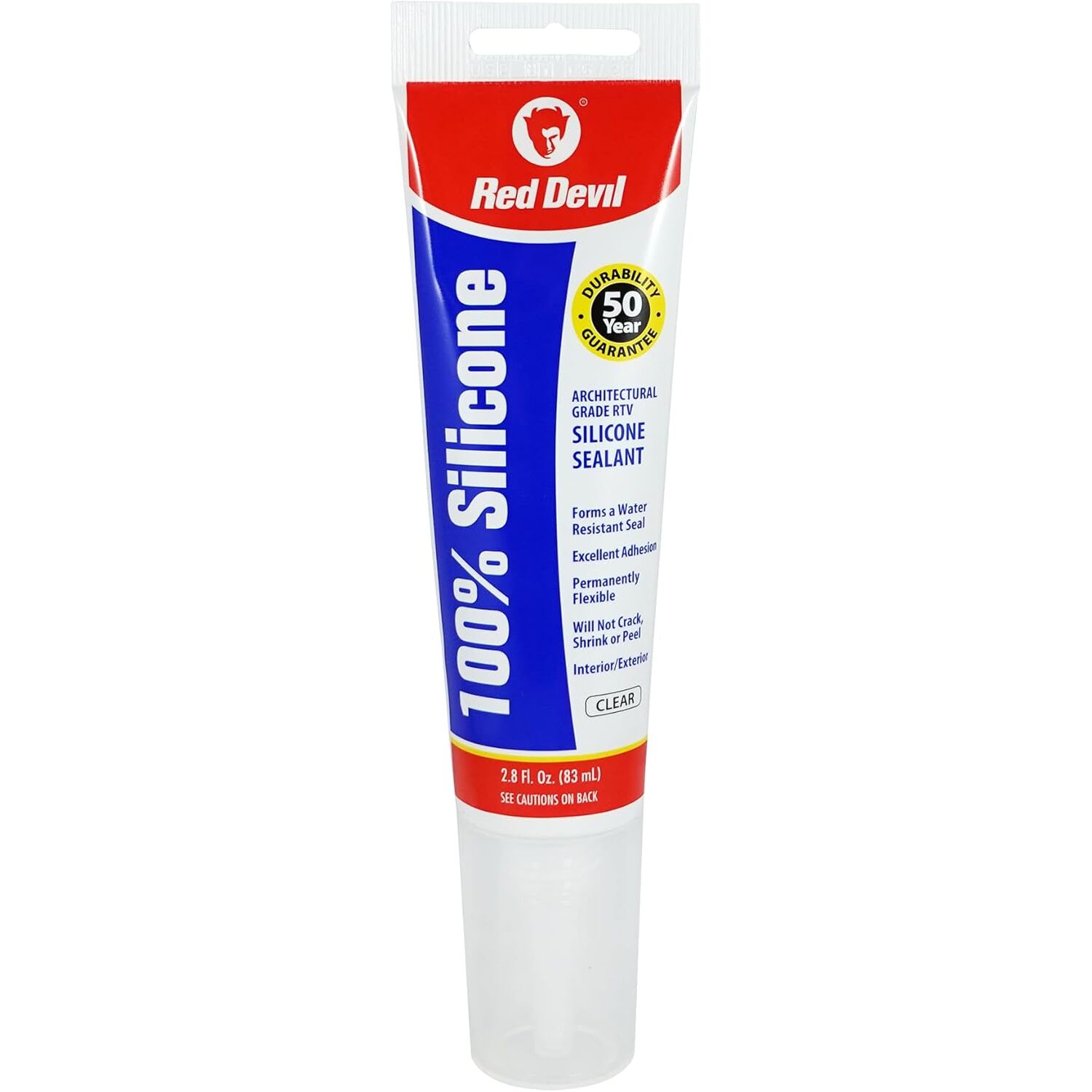 Red Devil 0820  100% Silicone Sealant 2.8 FL. OZ. Squeeze Tube Clear