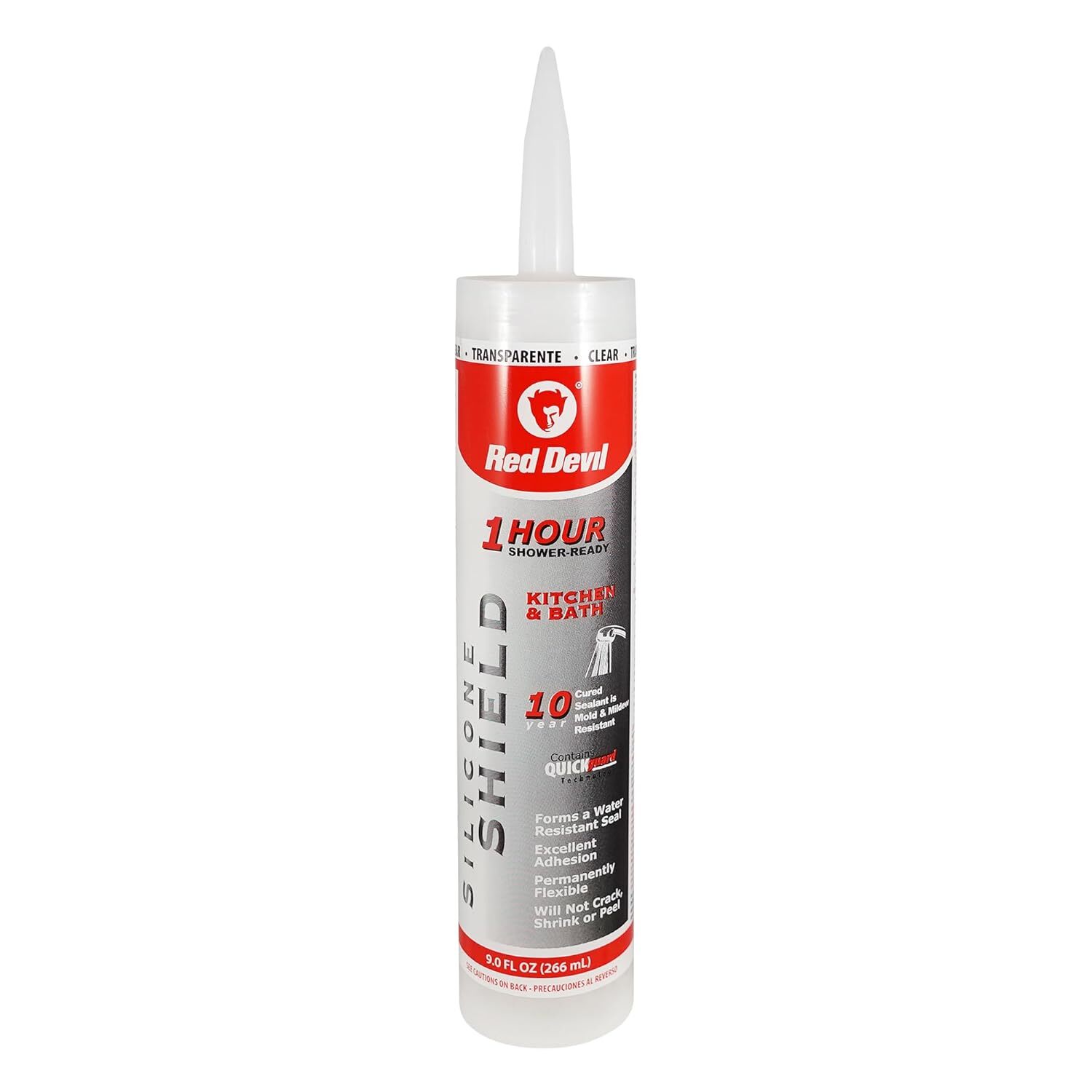 Red Devil 0826KB Silicone Shield Kitchen & Bath Sealant 9.0 FL. OZ Cartridge Clear Red Devil 0826KB Silicone Shield Kitchen & Bath Sealant 9.0 FL. OZ Cartridge Clear