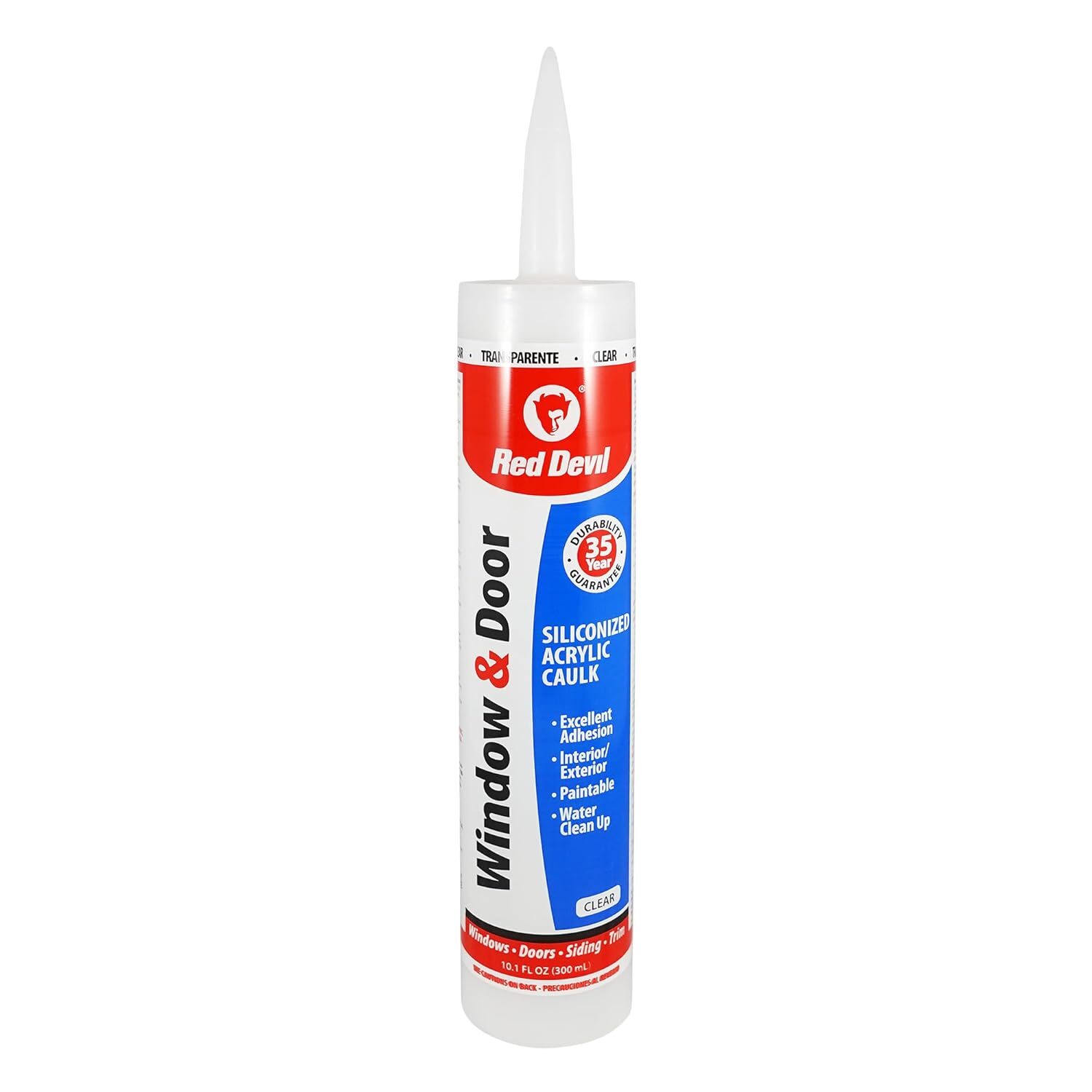 Red Devil 0876  Window & Door Siliconized Acrylic Caulk 10.1 FL. OZ. Cartridge Clear