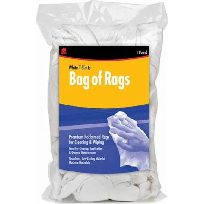 Buffalo 10521  Recycled White T-Shirts Cloth Rags - 1 Lb Bag