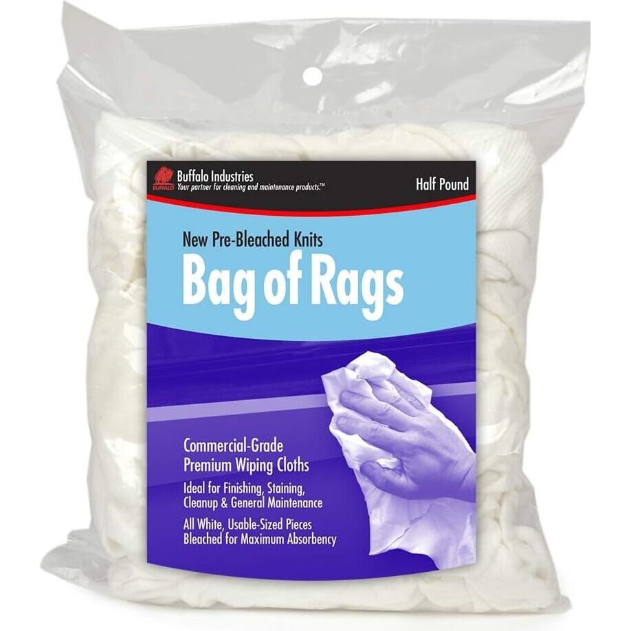 Buffalo 60205  Premium New Bleached Knits Cloth Rags - 1/2 Lb Bag