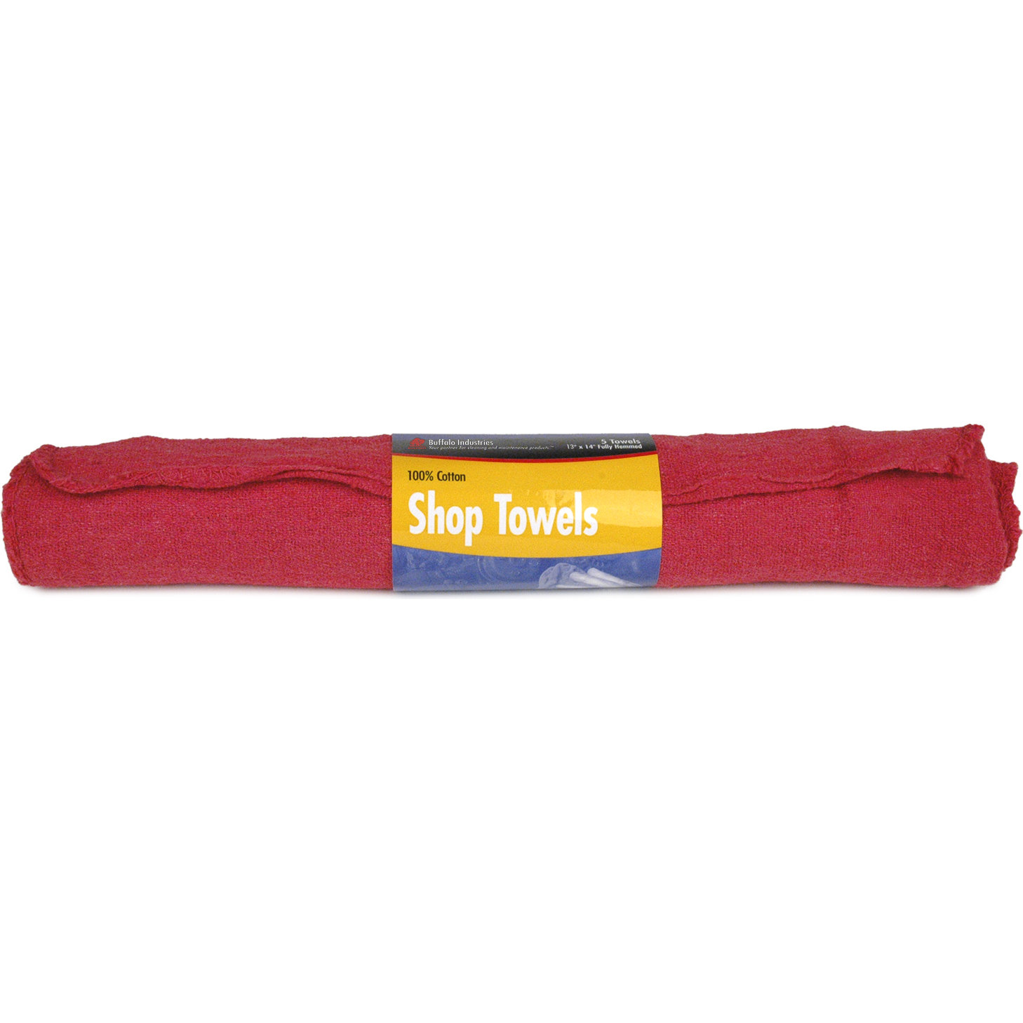 Buffalo 62006C  Red Cotton Shop Towels / Rags - 5 per Package