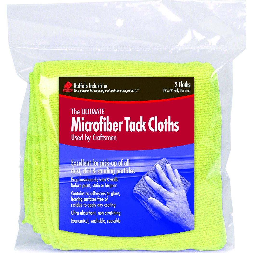 Buffalo 65008  12" x 12" Yellow Ultimate Microfiber Tack Cloths - 2 per Bag
