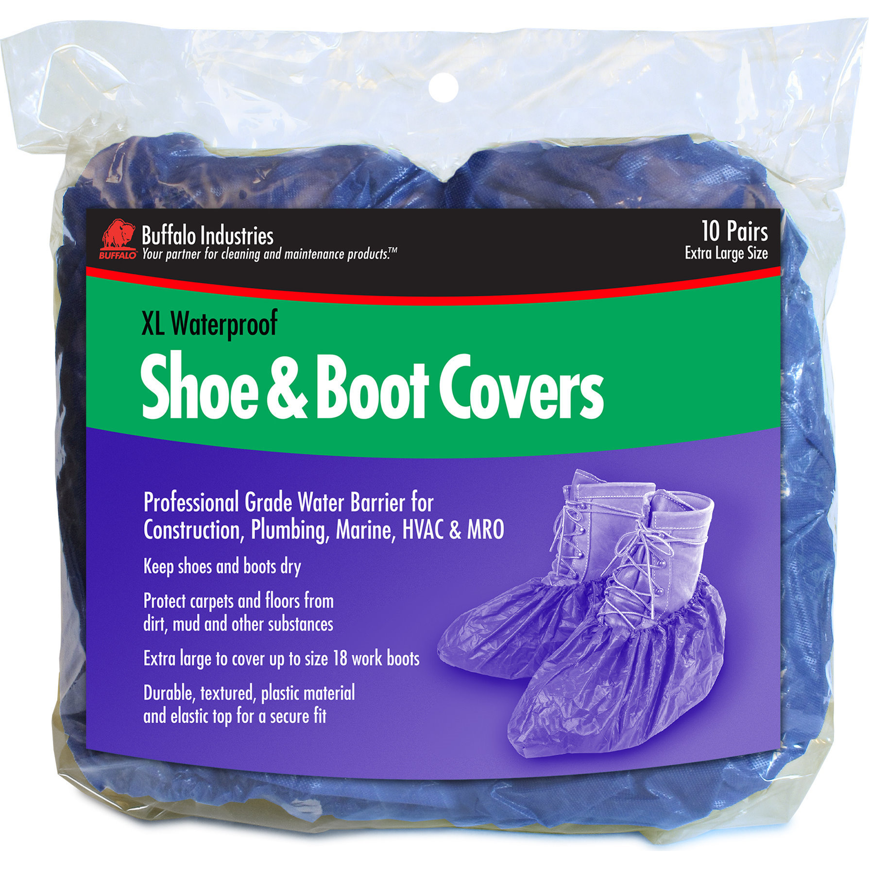 Buffalo 68403  XL Waterproof Shoe and Boot Covers - 10 Pair per Bag