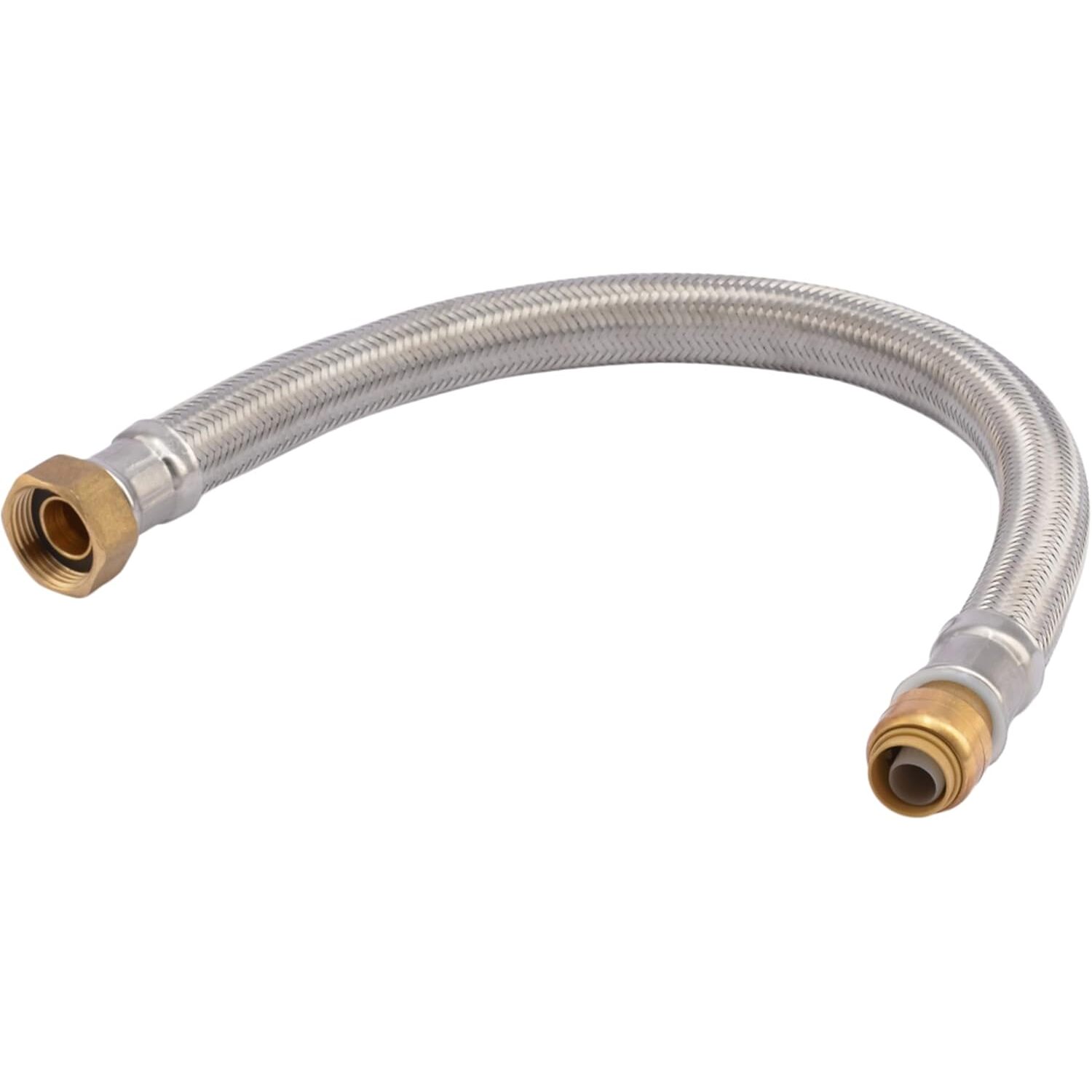 SharkBite U3068FLEX18LF  1/2" Push-to-Connect x 3/4" FIP x 18" Length Stainless Steel Braided Water Heater Connector Hose