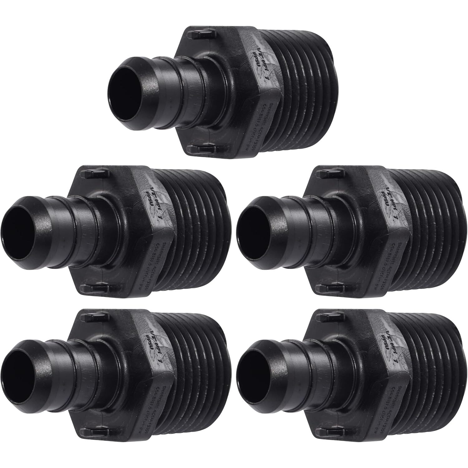 SharkBite UP120A5  1/2" Barb x 1/2" MNPT Poly Male Connector for PEX - 5 per Package