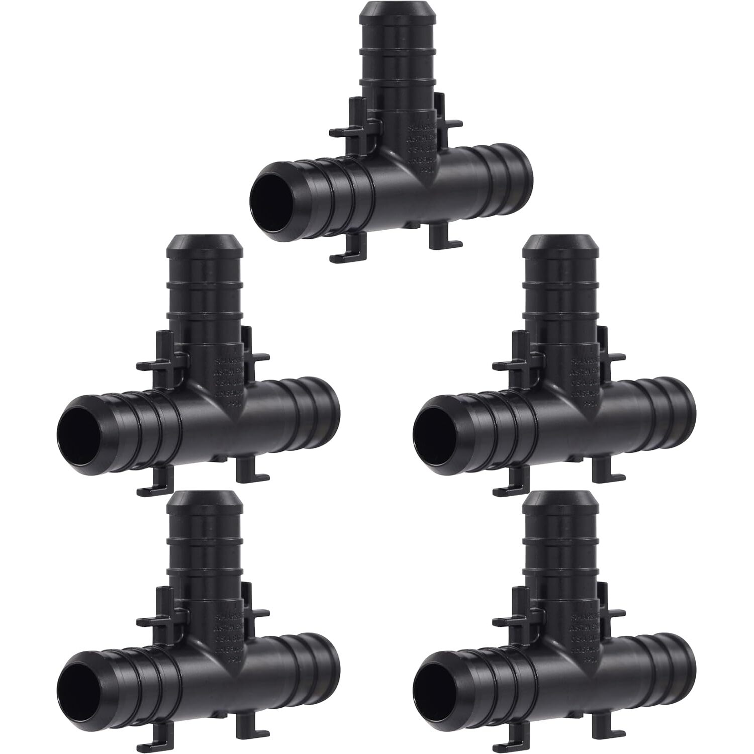 SharkBite UP362A5  1/2" x 1/2" x 1/2" Barbed Poly Tee for PEX - 5 per Package