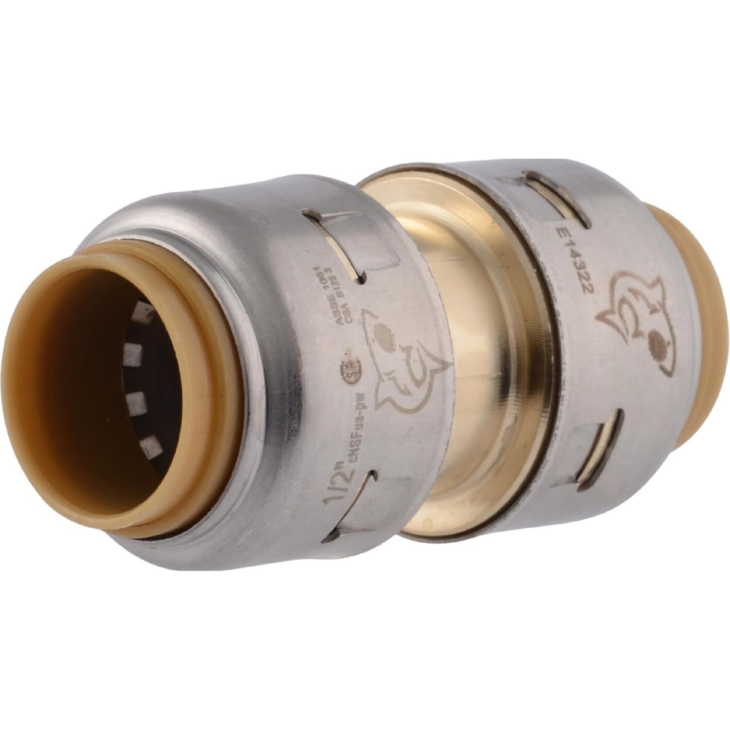 SharkBite Max UR008A 1/2" x 1/2" Push-to-Connect Brass Coupler for PEX