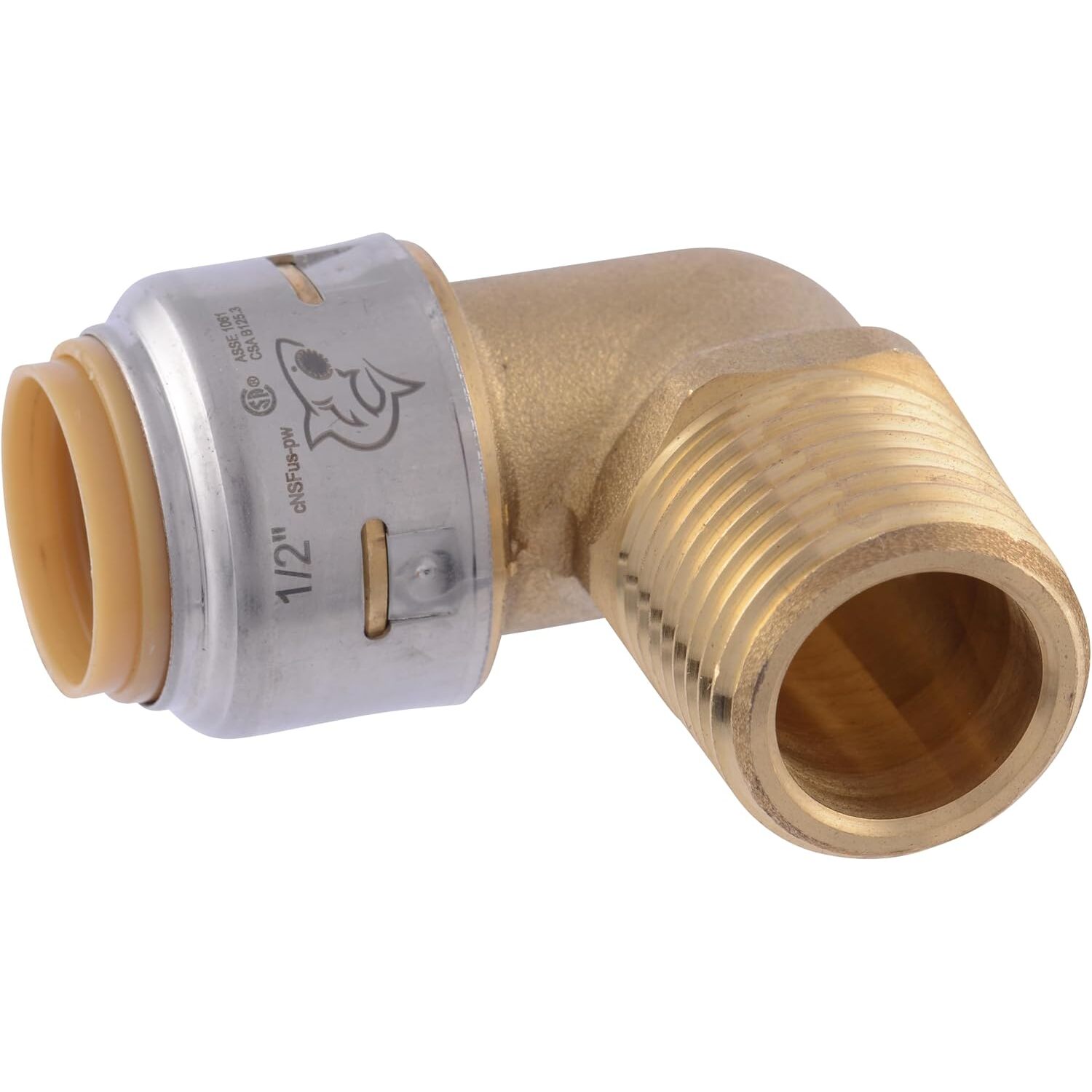 SharkBite Max UR280A  1/2" Push-to-Connect x 1/2" MNPT Brass Male Adapter 90 Degree Elbow for PEX