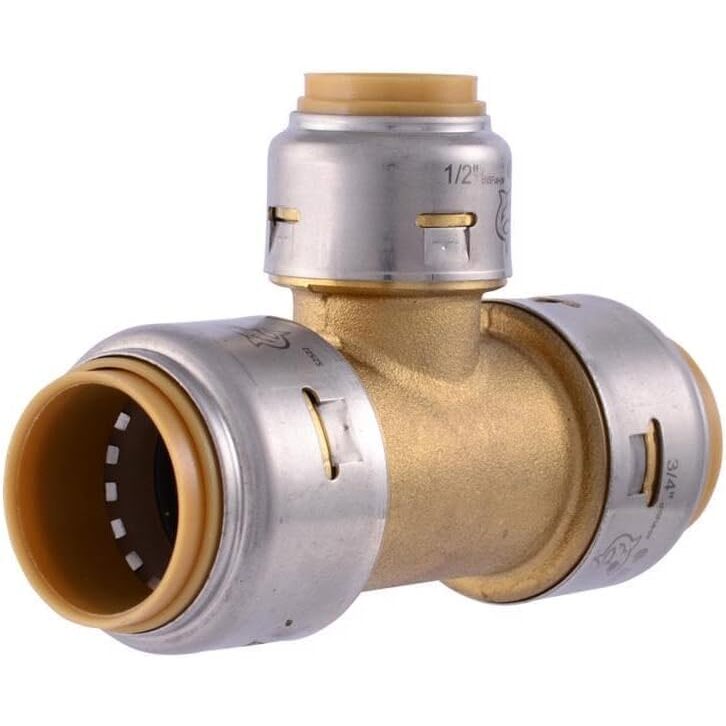 SharkBite Max UR412A  3/4" x 3/4" x 1/2" Push-to-Connect Brass Reducing Tee for PEX