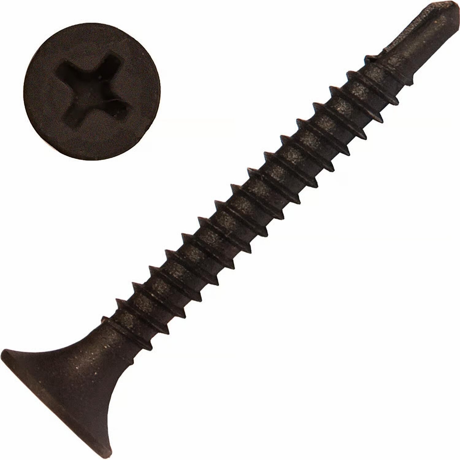 Screw Products DW-06158D-1  Black Phillips Bugle Head #6 x 1-5/8" Drywall Screws with Self-Drill Point - 1-lb Jar (approx. 182)