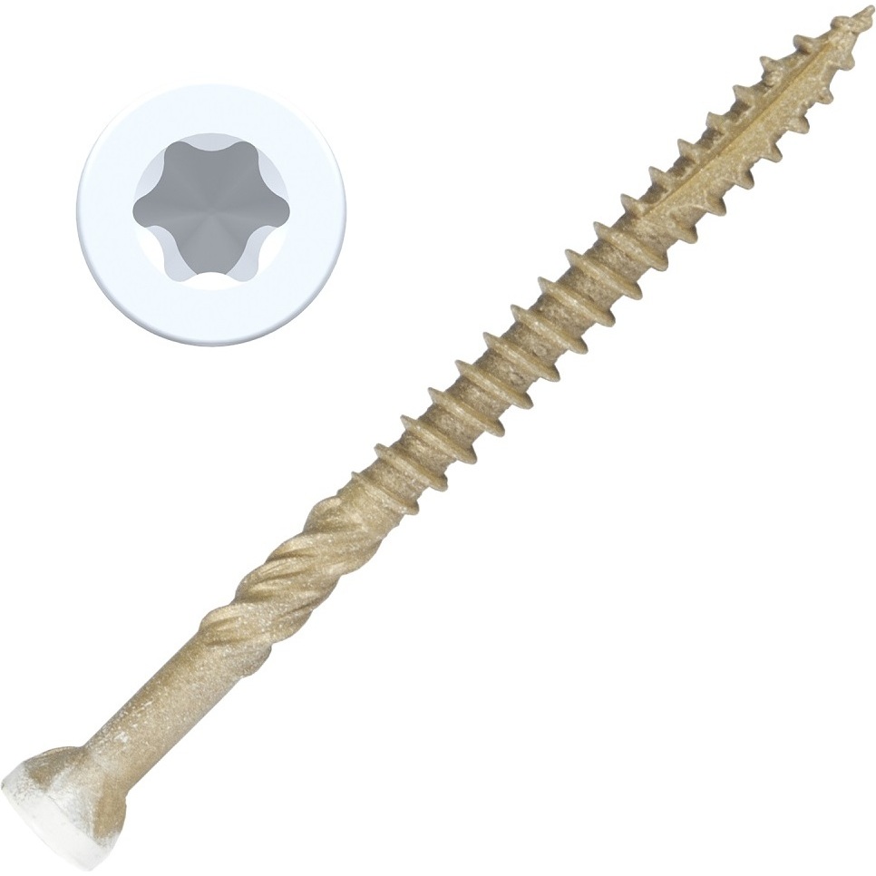 Screw Products 30141-29-WHIT  EPIC #9 x 2" (T20-Drive) ZYTEC XT General Exterior Trim Head Screws with Painted White Heads - 1-lb Jar (approx. 98)