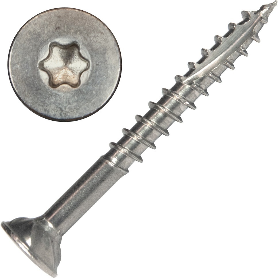 Screw Products 30250  AXIS #8 x 1-1/2" (T20-Drive) 300 Series Stainless Steel Structural Wood Screws - 5-lb Jar (approx. 889)
