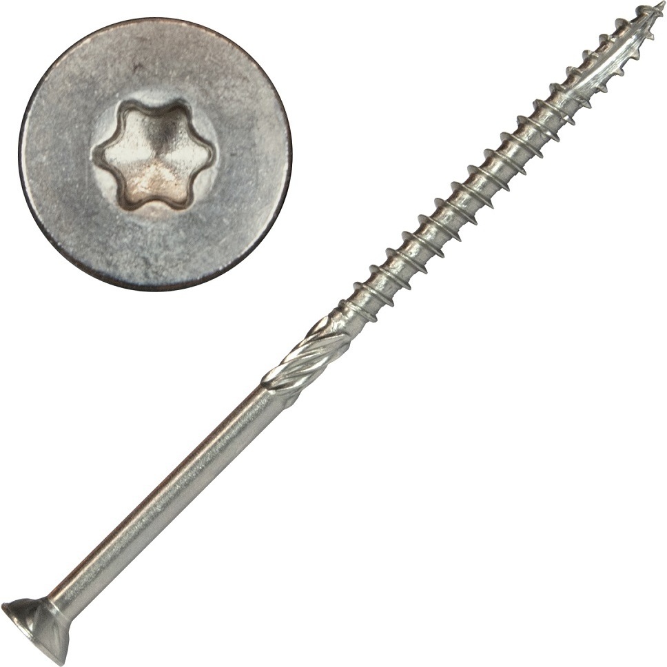 Screw Products 30351  AXIS #10 x 4" (T20-Drive) 300 Series Stainless Steel Structural Wood Screws - 1-lb Jar (approx. 46)
