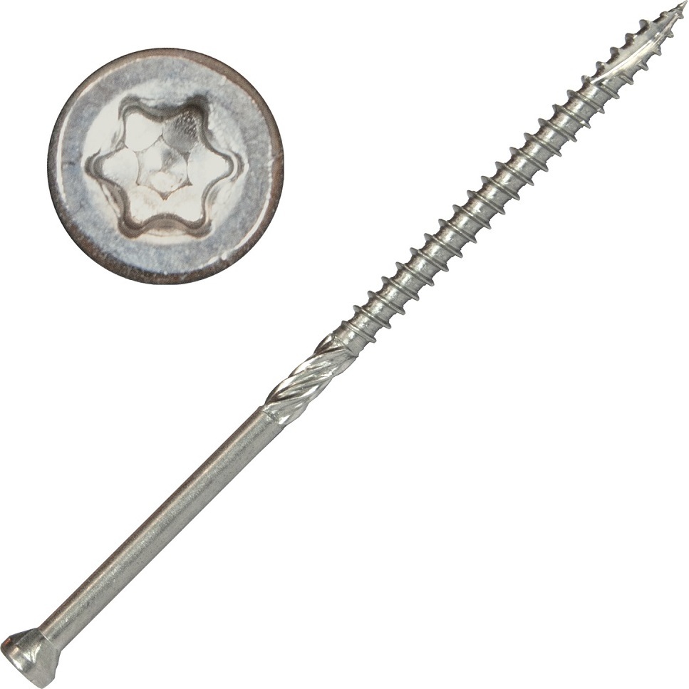 Screw Products 30439  EPIC #9 x 4" (T20-Drive) 300 Series Stainless Steel Trim Head Screws - 1-lb Jar (approx. 60)