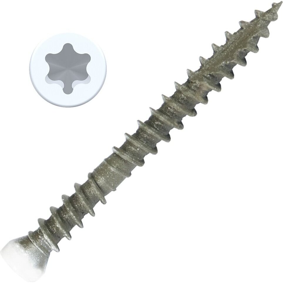 Screw Products 30149-12-WHIT  PICO #8 x 2" (Tx15-Drive) ZYTEC GX General Exterior White Painted Finish Head Wood Screws - 1-lb Jar (approx. 164)