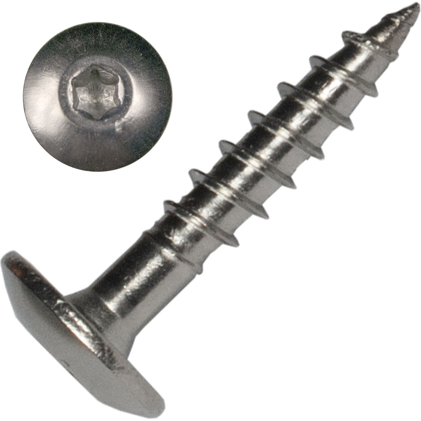Screw Products 30158  AURA #10 x 1" (T20-Drive) 300 Series Stainless Steel Screws for Cabinetry & More - 1-lb Jar (approx. 136)