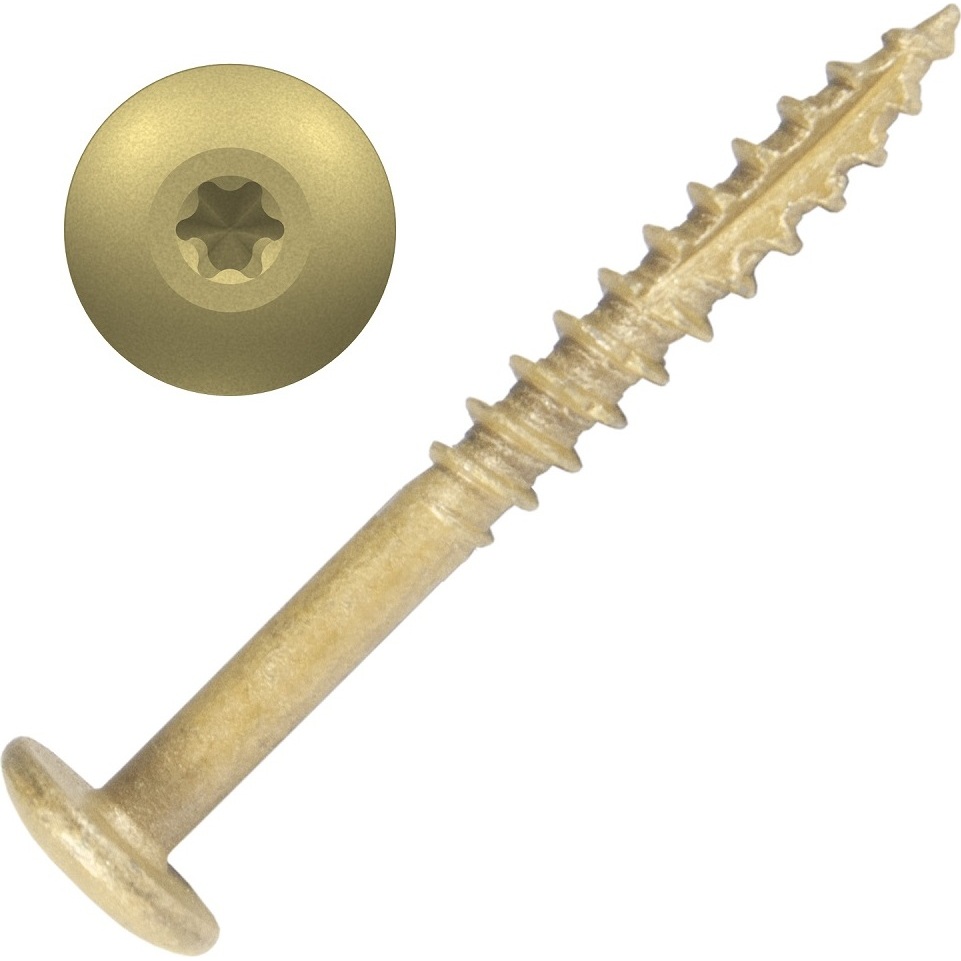 Screw Products 30192-12  AURA #10 x 2" (T20-Drive) ZYTEC GX Exterior Screws for Cabinetry & More - 1-lb Jar (approx. 77)