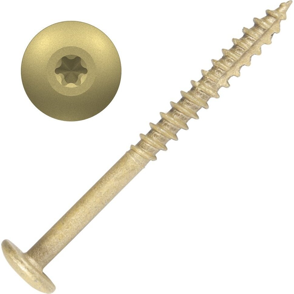Screw Products 30195-12  AURA #10 x 2-1/2" (T20-Drive) ZYTEC GX Exterior Screws for Cabinetry & More - 5-lb Jar (approx. 328)