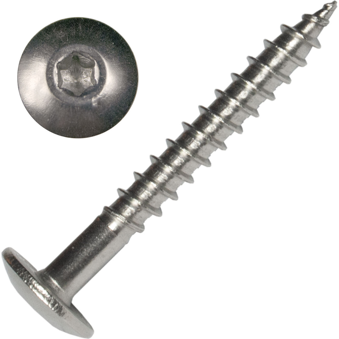 Screw Products 30491  AURA #10 x 1-1/2" (T20-Drive) 300 Series Stainless Steel Screws for Cabinetry & More - 1-lb Jar (approx. 99)