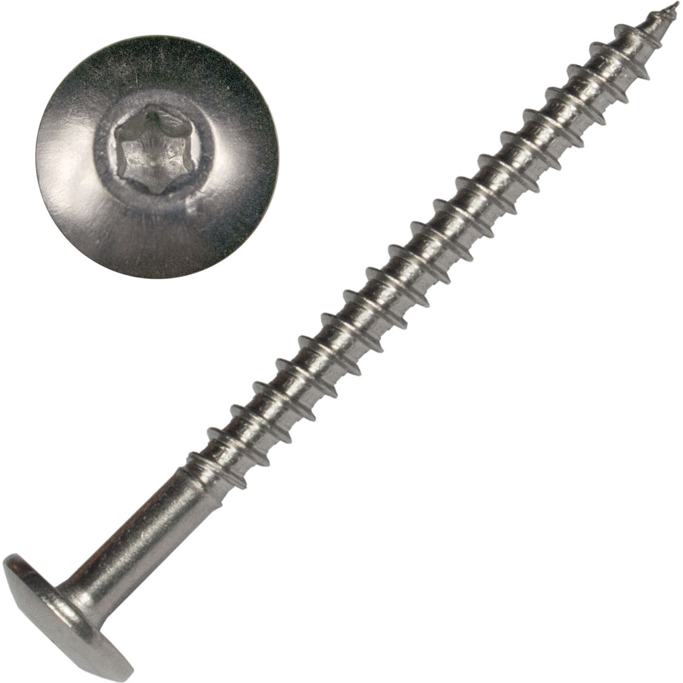 Screw Products 30499  AURA #10 x 2-1/2" (T20-Drive) 300 Series Stainless Steel Screws for Cabinetry & More - 1-lb Jar (approx. 71)