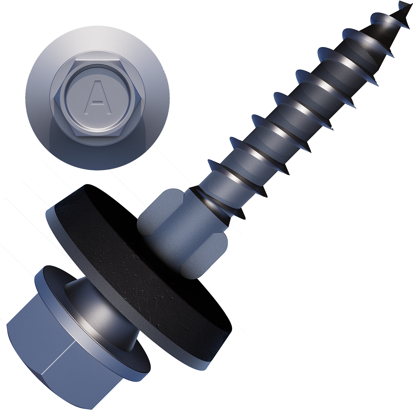 Screw Products 30952-18  VEGA Hex Washer Head #9 x 1-3/16"  Hex Washer Head Corrugated Plastic Roofing Screws - 1-lb per Jar (approx. 95)