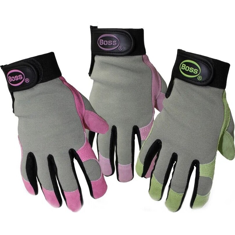 Boss 790L  Guard Ladies' Split Leather Palm Lycra Back Assorted Colors - Large - 1 Pair