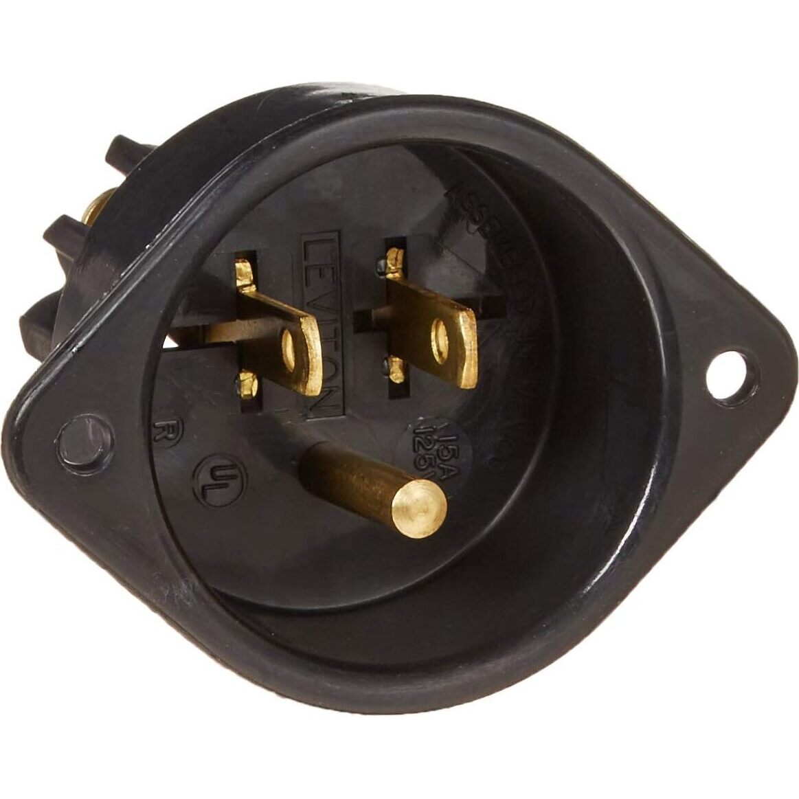 Leviton 5239  15 Amp Straight Blade Flanged Inlet Receptacle - 125 Volt