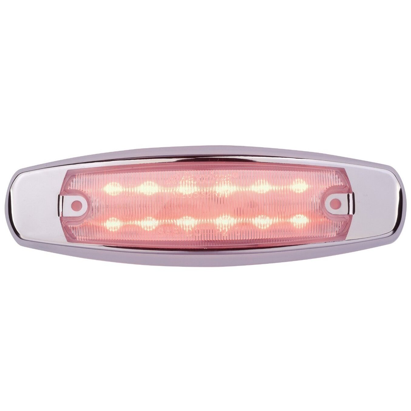 Maxxima M20332RCL  6" Clear Lens Red Clearance Marker Light "Peterbilt Style" Stainless Steel Bezel 12 LED's