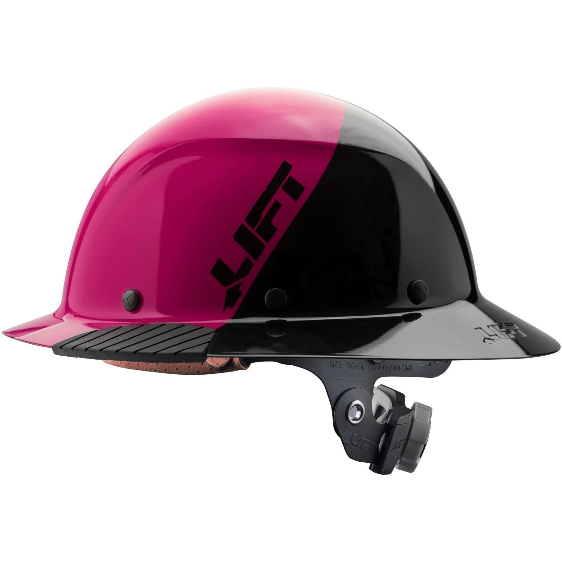 Lift Safety HDF50-21PK Dax Fifty/50 Fiber Resin Hard Hat Full Brim Style with Brim Grip - Pink and Black
