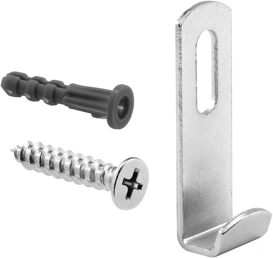 Prime-Line 193675  J-Shaped Mirror Holder Clip, 1/4 in, Steel - 4 per Package