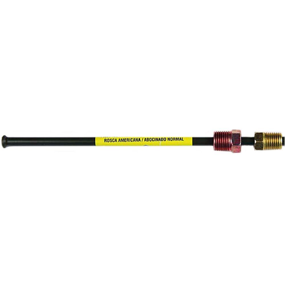 AGS Company PAA-R340  8" x 3/16" Poly-Armour PVF Coated Adapter Brake Line - 3/8-24 SAE Inverted to 7/16-24 SAE Inverted Red Nut