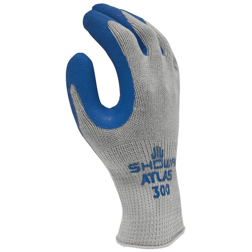 Showa Atlas 300M-08 Natural Rubber Latex Palm with Polyester/Cotton Liner Super Grip Gloves - Medium