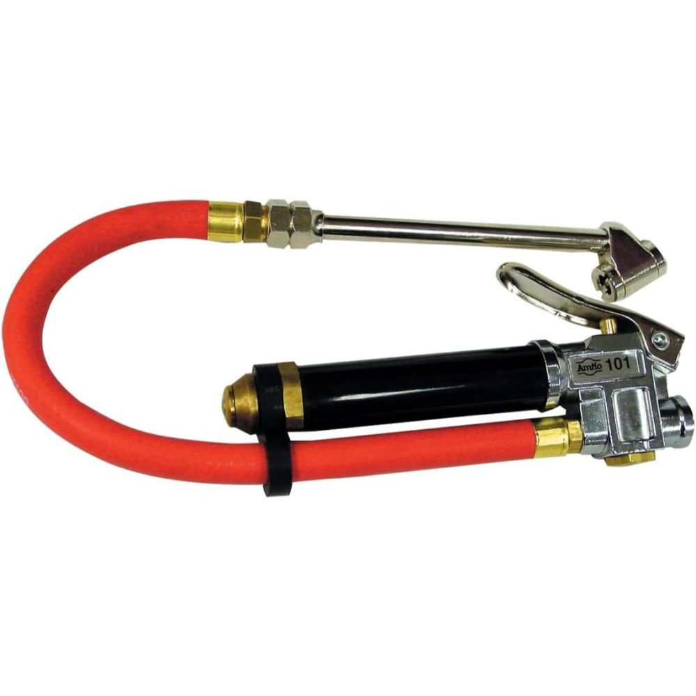 Amflo 101D  Heavy Duty Swivel Dual Foot Chuck Tire Pressure Inflator Gauge with 12" Hose - 10 to 120 PSI