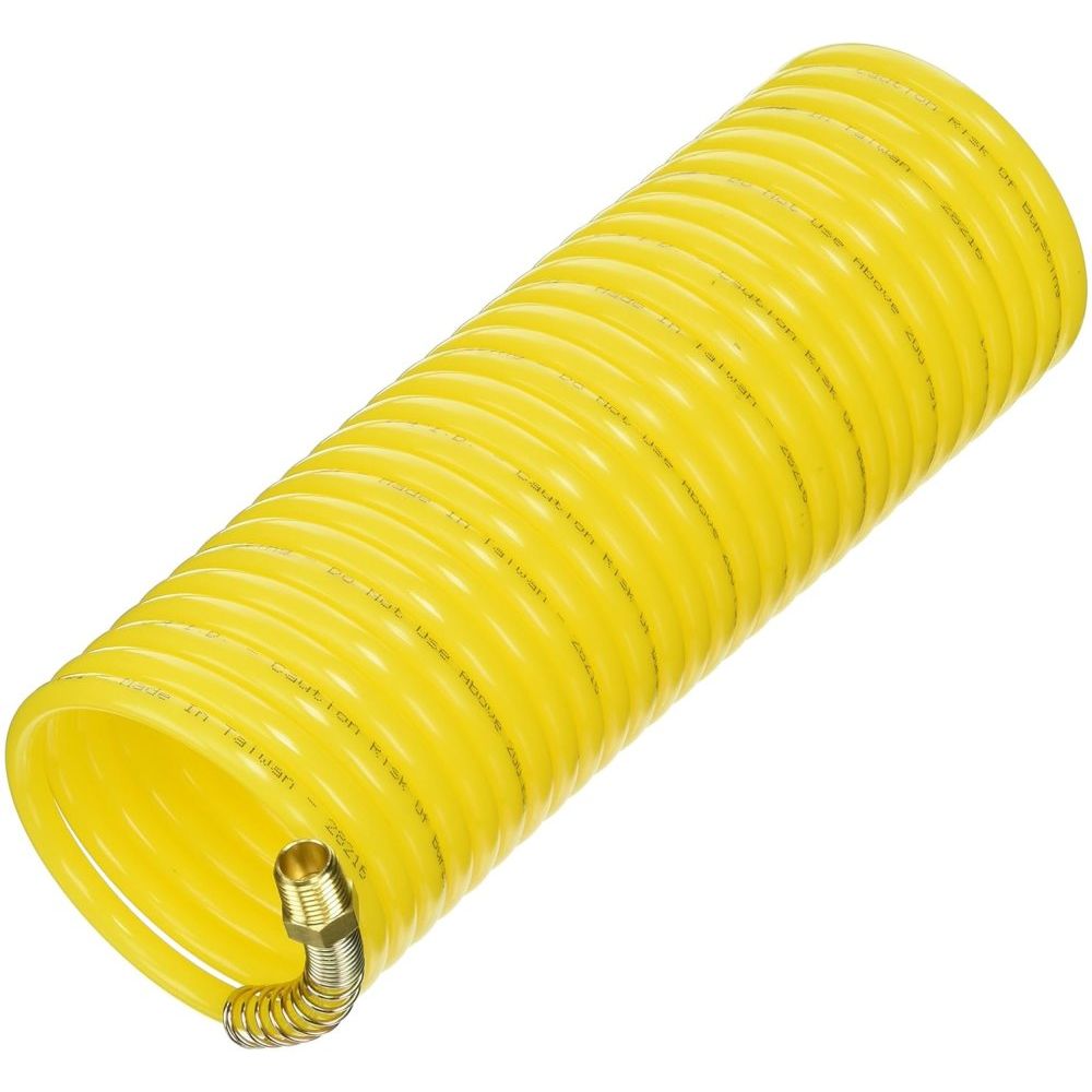 Amflo 4-25E  1/4" x 25' Nylon Recoil Air Hose with 1/4" Swivel Fittings - Yellow