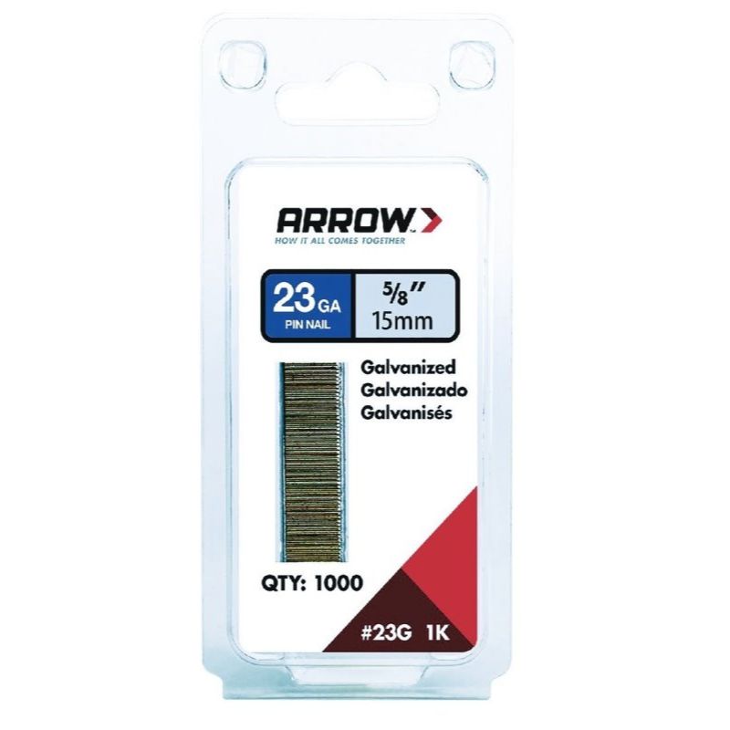 Arrow Fastener  23G15-1K  5/8 Inch 23 Gauge Galvanized Pin Nail - 1000 Pack