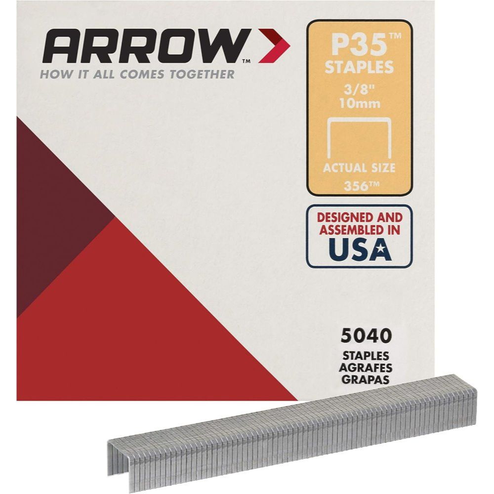 Arrow Fastener 356 3/8" Leg Flat Crown Staples for P35 Plier Type Stapler 5040 per Package