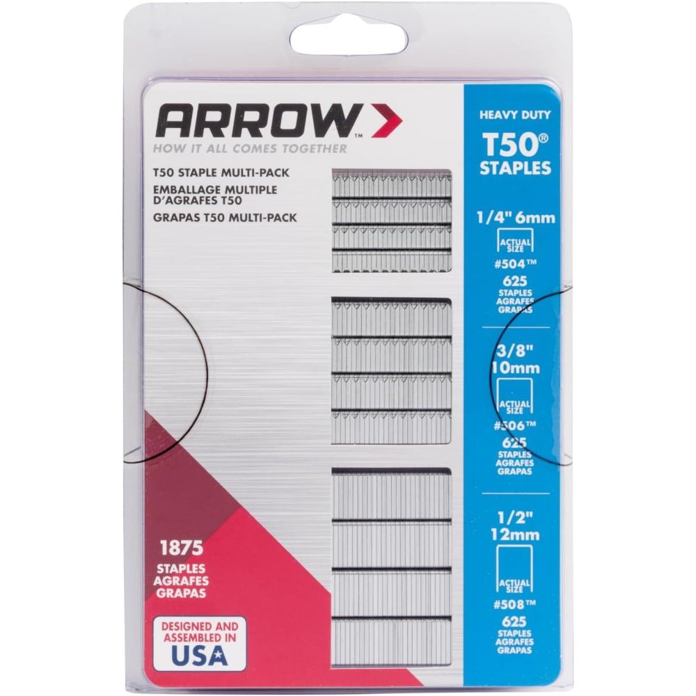 Arrow Fastener  50MP  T50 Staple Multipack 1/4", 3/8", 1/2"  -  1875 Pack