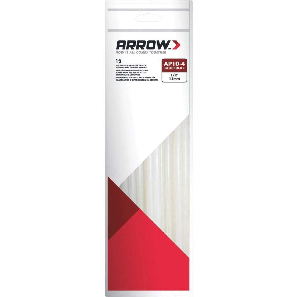 Arrow Fastener AP10-4 10" x 1/2" All Purpose Clear Hot Melt Glue Sticks 12 per Package Arrow Fastener AP10-4 10" x 1/2" All Purpose Clear Hot Melt Glue Sticks 12 per Package