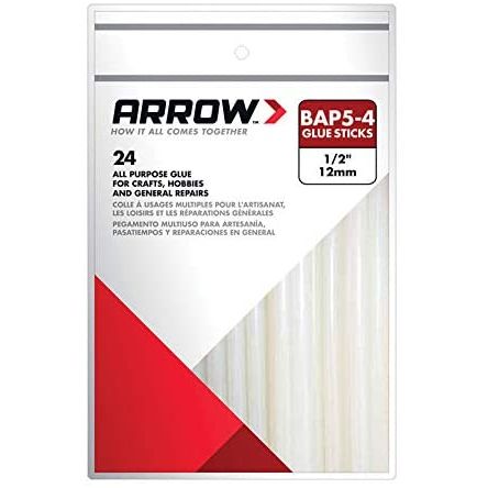 Arrow Fastener BAP5-4  4" x 1/2" All Purpose Clear Hot Melt Glue Sticks 24 per Package