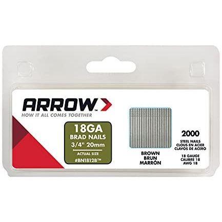 Arrow Fastener BN1812BCS 3/4 Inch 18 Gauge Brad Nail With Brown Head - 2000 Pack Arrow Fastener BN1812BCS 3/4 Inch 18 Gauge Brad Nail With Brown Head - 2000 Pack