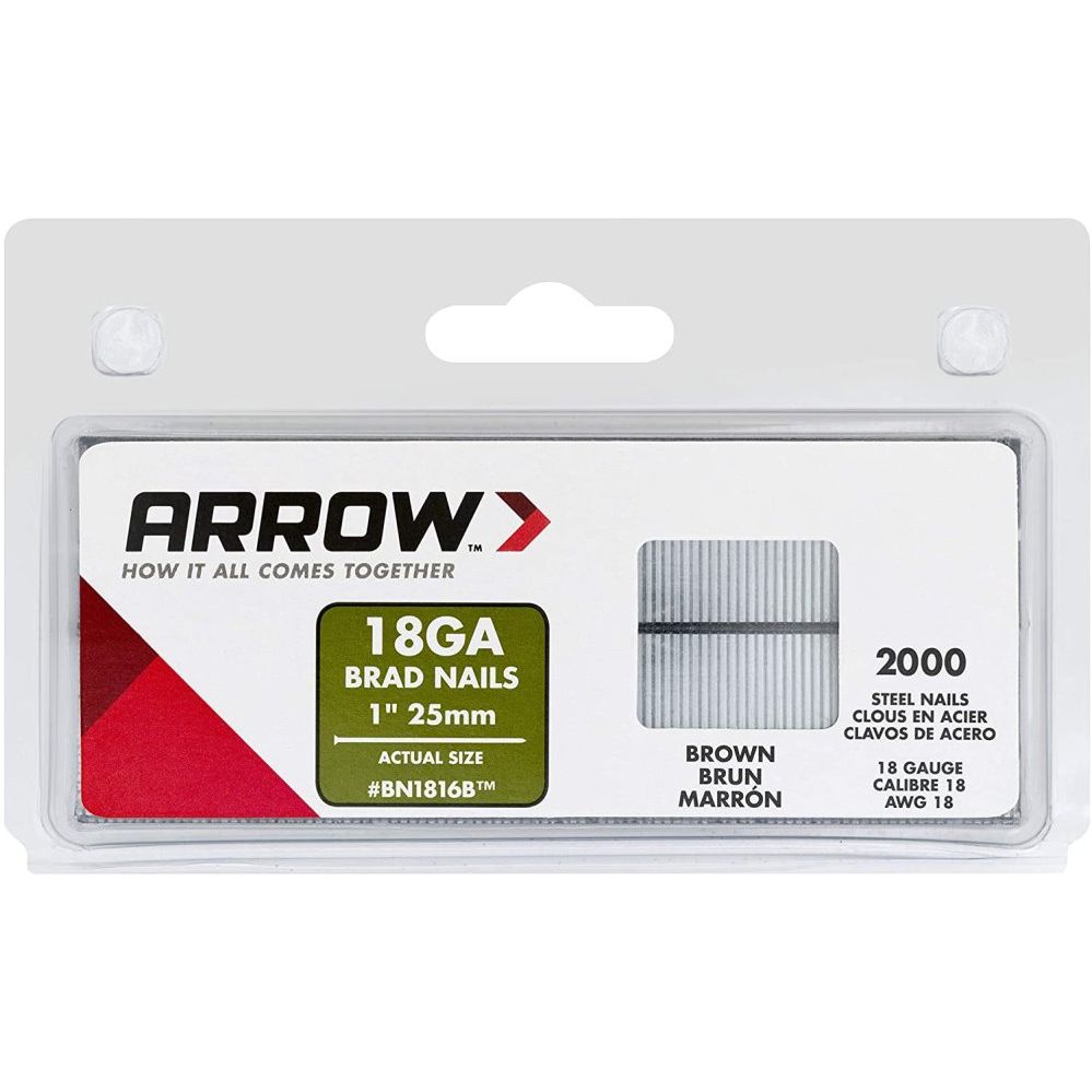 Arrow Fastener  BN1816BCS  1-Inch 18 Gauge Brad Nail With Brown Head - 2000 Pack