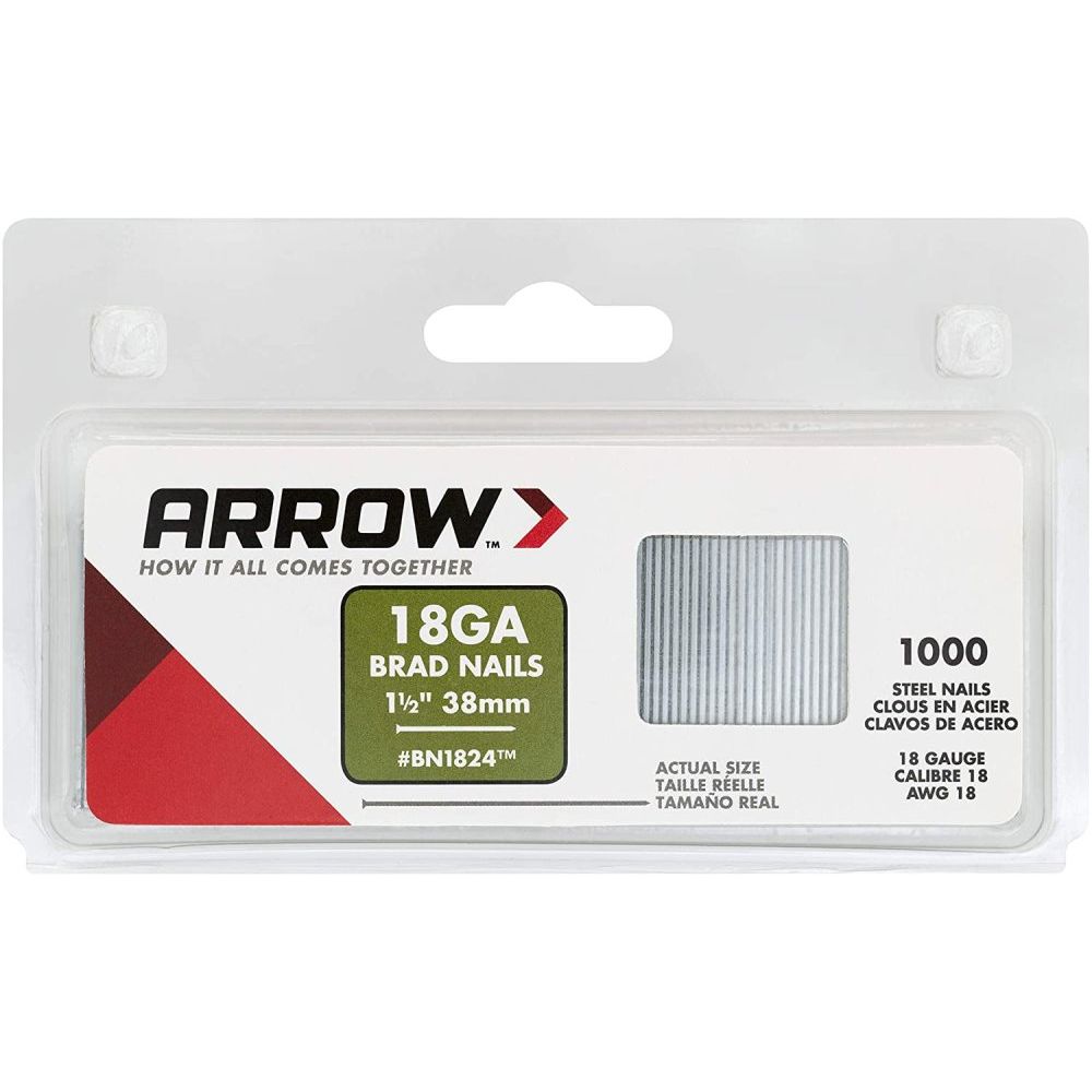 Arrow Fastener BN1824CS 1-1/2 Inch 18 Gauge Brad Nail - 1000 Pack Arrow Fastener BN1824CS 1-1/2 Inch 18 Gauge Brad Nail - 1000 Pack