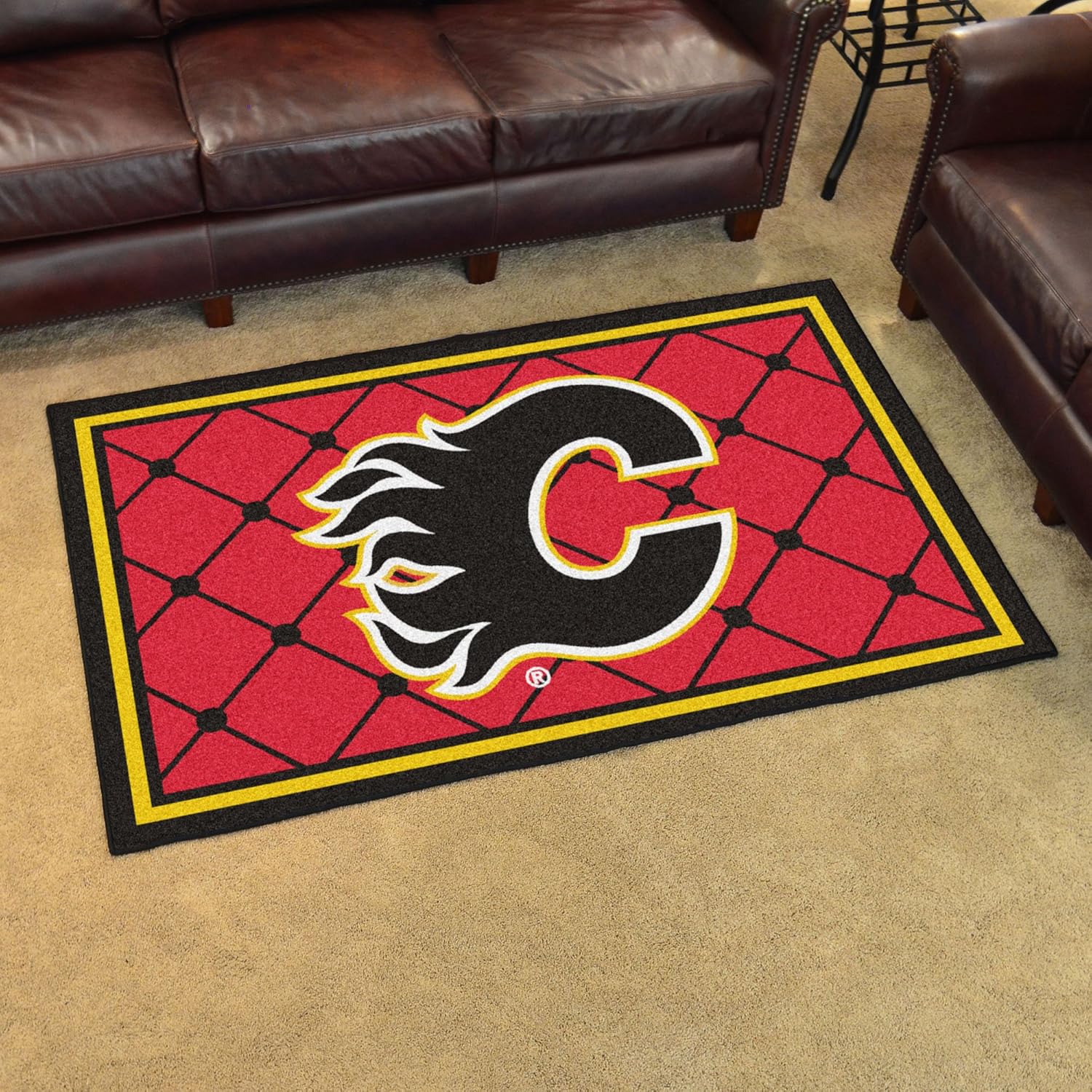 Fanmats 10610  Calgary Flames 4ft. x 6ft. Plush Area Rug