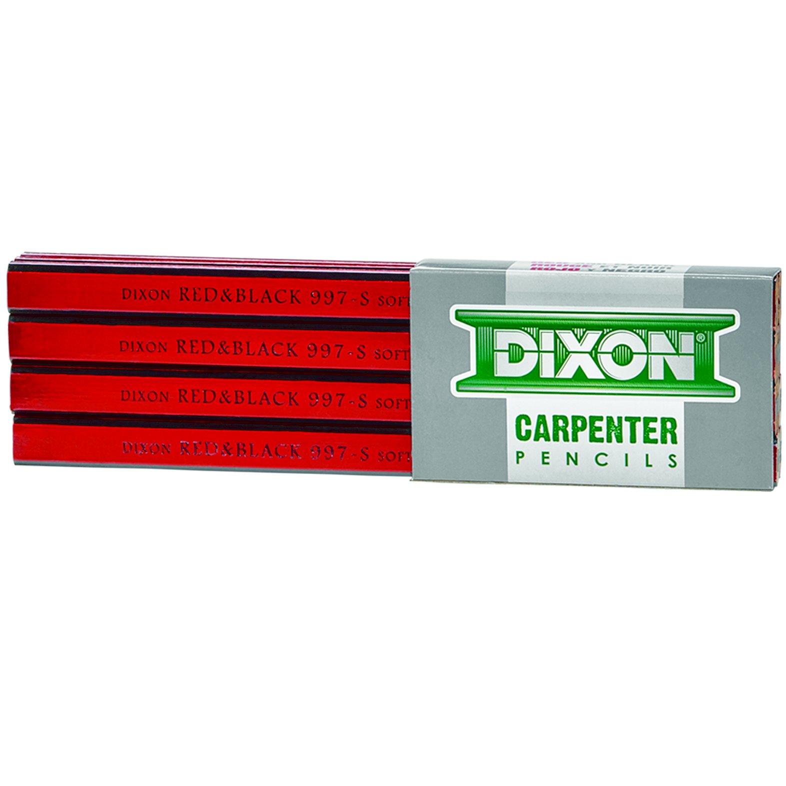 Dixon 19971  7" Soft Industrial Red and Black Carpenter Pencils - 12 per Package