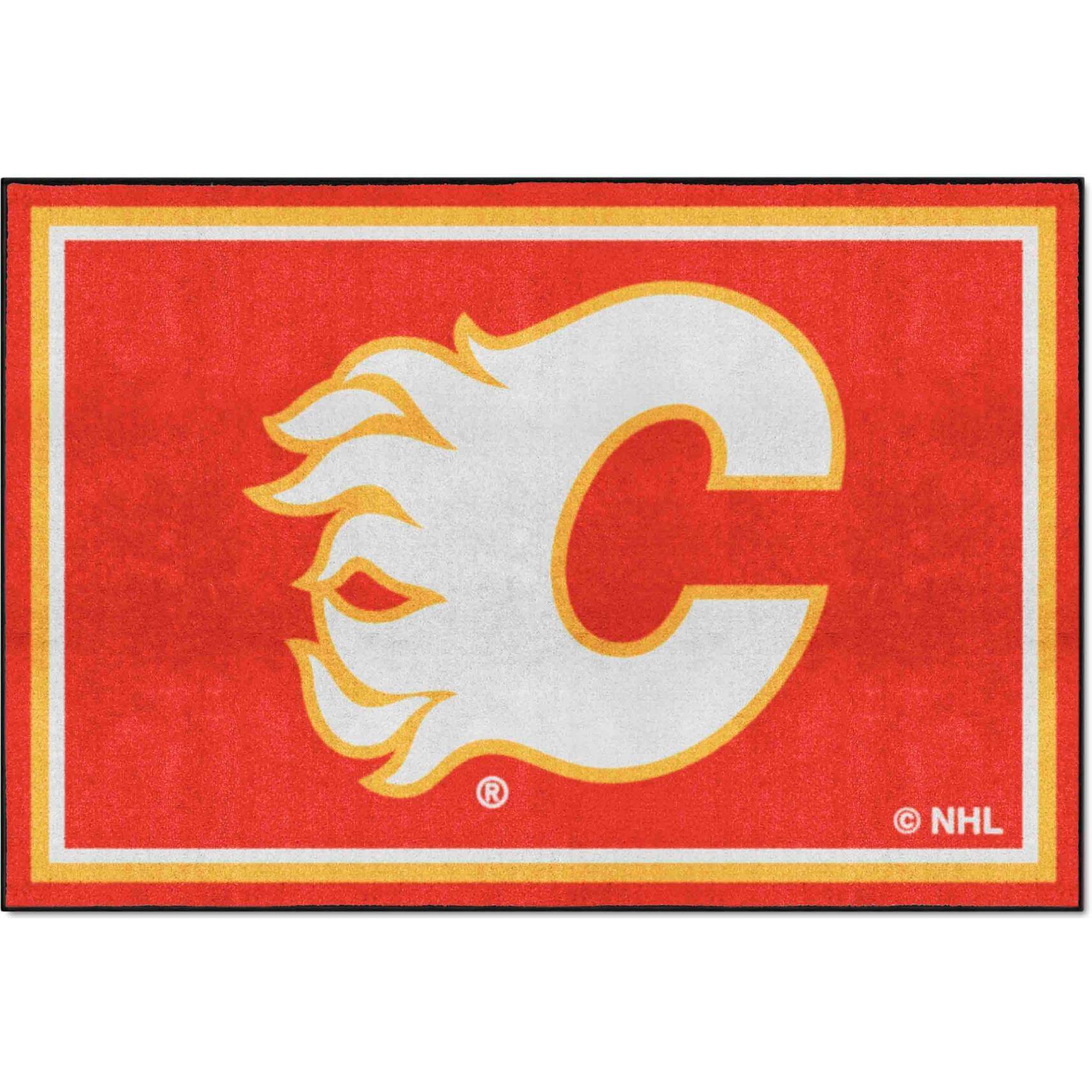 Fanmats 10611  Calgary Flames 5ft. x 8 ft. Plush Area Rug