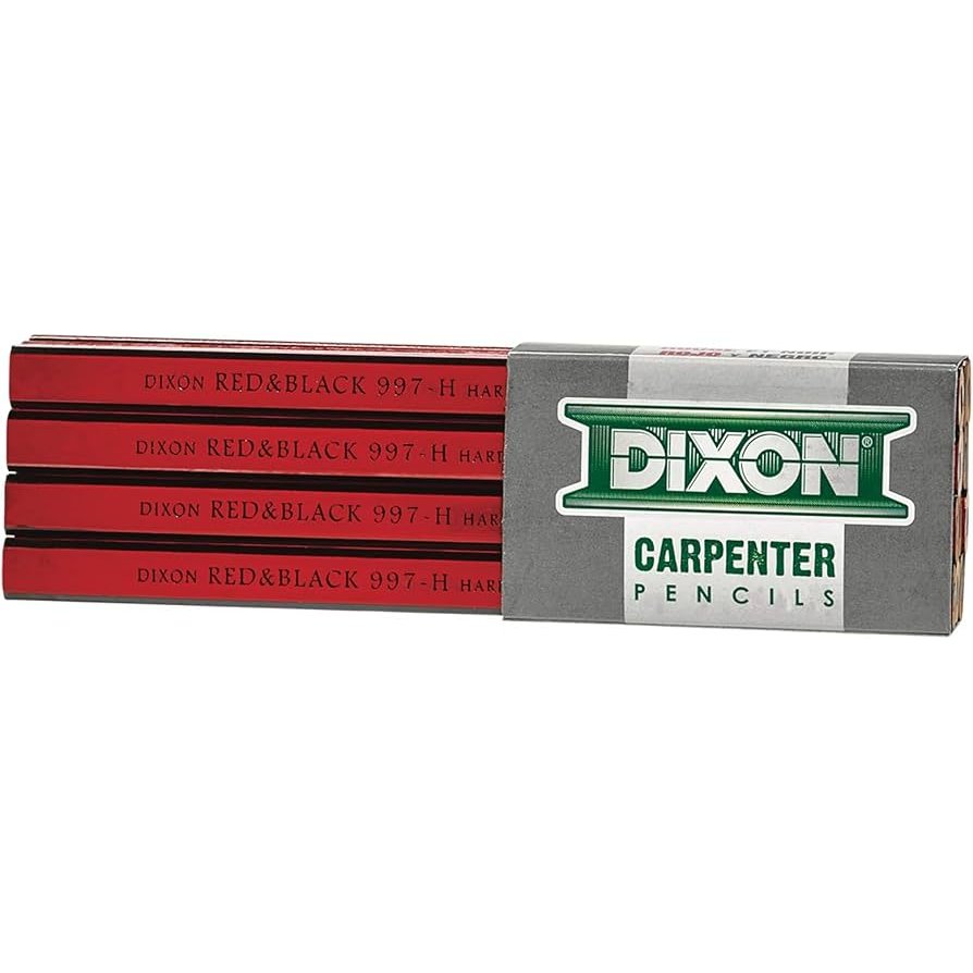 Dixon 19973  7" Hard Industrial Red and Black Carpenter Pencils - 12 per Package
