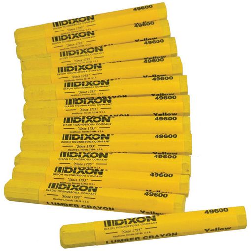 Dixon 49600  Industrial Lumber Crayon - Yellow - 12 per Package