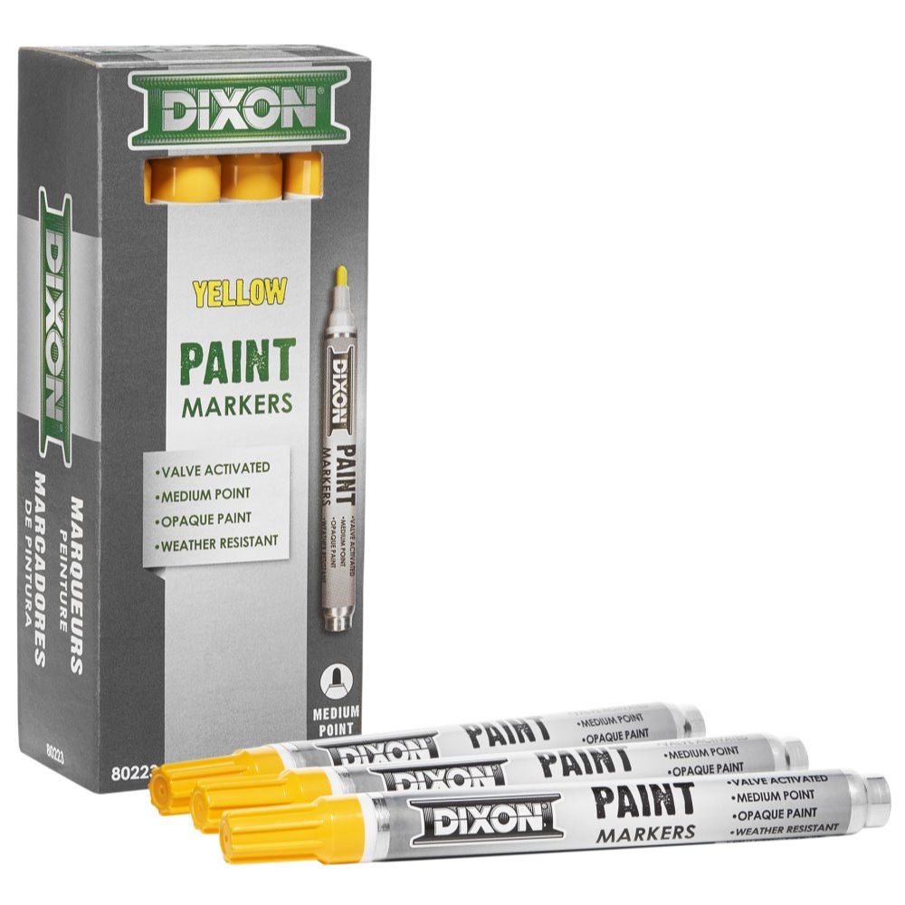 Dixon 80223  Paint Marker Yellow Valve Action Tip 12 Per Pack