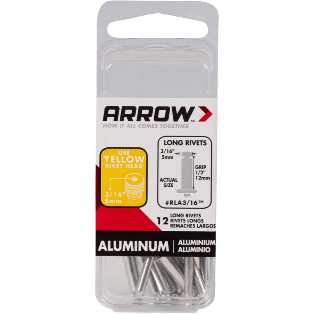 Arrow Fastener RLA3/16 3/16" x 1/2" Long Aluminum Rivet 12 per Package Arrow Fastener RLA3/16 3/16" x 1/2" Long Aluminum Rivet 12 per Package